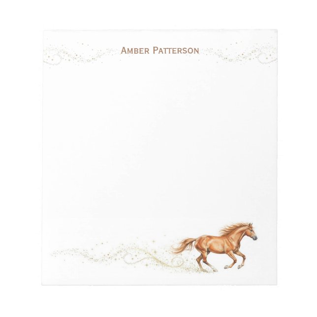 Bloco De Notas Papelaria Personalizada de Cavalo Castanho com Bri (Frente)