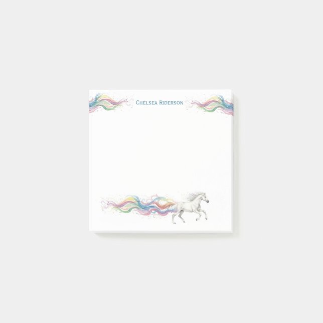 Bloco De Notas Papelaria Personalizada de Cavalo Cavalo Branco Ar (Frente)
