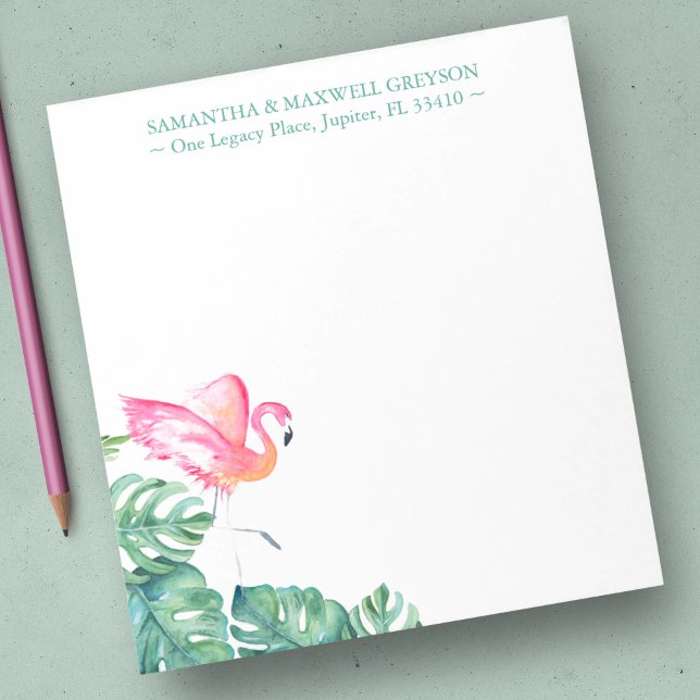 Bloco De Notas Papelaria Personalizada Flamingo Rosa Tropical (Tropical Pink Flamingo Personalized Stationery Notepad)