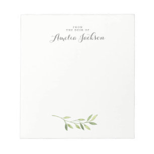 Bloco De Notas Papelaria Personalizada Folha Verde Moderna