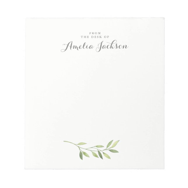 Bloco De Notas Papelaria Personalizada Folha Verde Moderna (Frente)