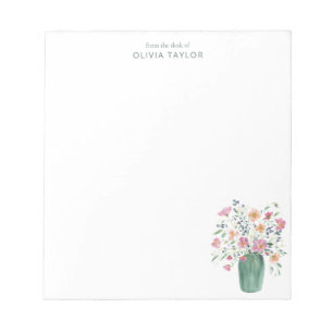 Bloco De Notas Papelaria Personalizada Nome Floral Pintada à Mão