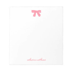 Bloco De Notas Papelaria Personalizada Rosa Feminina com Laço