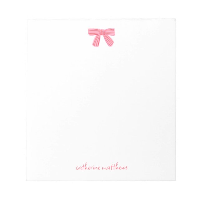 Bloco De Notas Papelaria Personalizada Rosa Feminina com Laço (Frente)