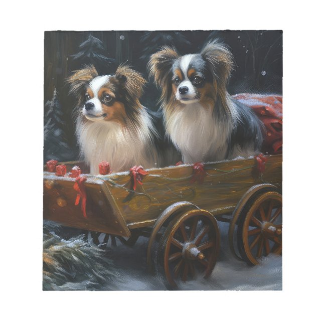 Bloco De Notas Papillon Snowy Sleigh Decoração de Natal (Frente)
