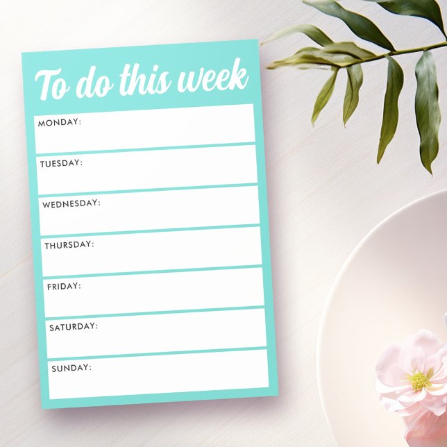 Bloco De Notas Para fazer esta semana o planejador semanal azul a (To do this week aqua blue weekly planner post-it notes)