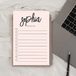 Bloco De Notas Para Fazer Listar Corações de Script de Pincel Cor