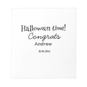 Bloco De Notas Parabéns no Halloween adicione nome data ano forma