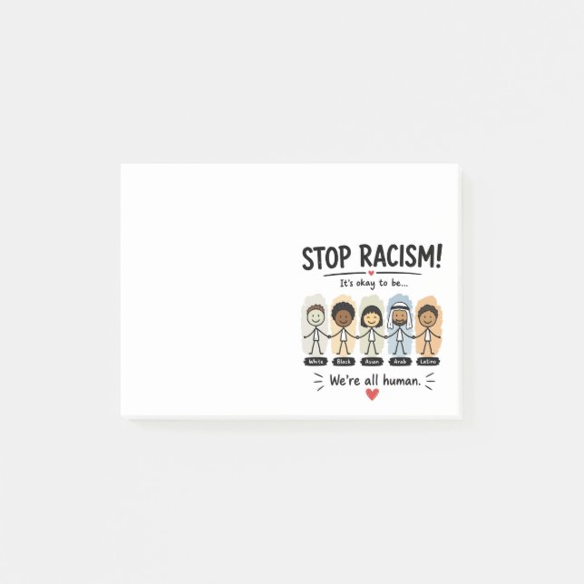 Bloco De Notas Pare o racismo somos todos humanos (Frente)