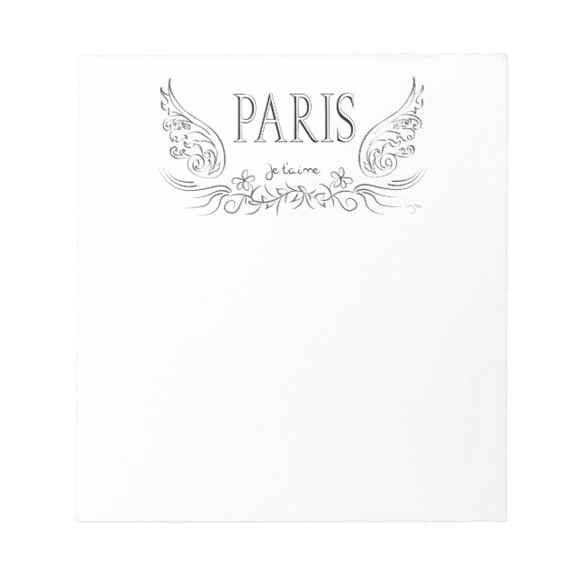 Bloco De Notas PARIS Je t'aime (eu te amo) (Frente)