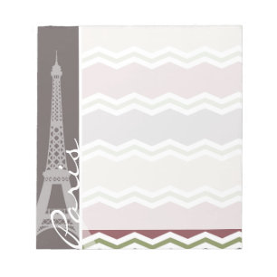 Bloco De Notas Paris; Marrom, Brown, Tan, & Chevron verde