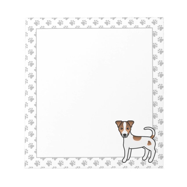 Bloco De Notas Parson Russell Terrier de pelo liso branco e bege (Frente)
