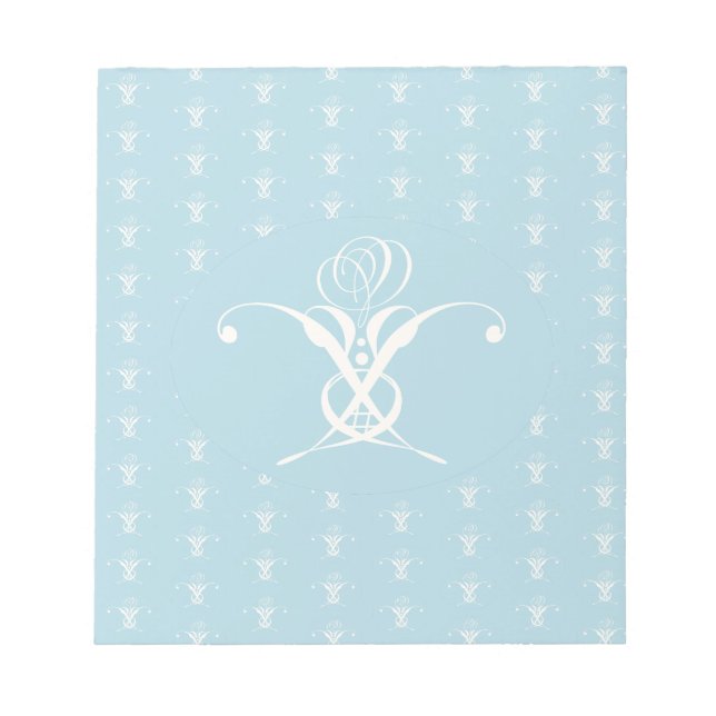 Bloco De Notas Páscoa Azul de Pastel com Flor Branco (Frente)
