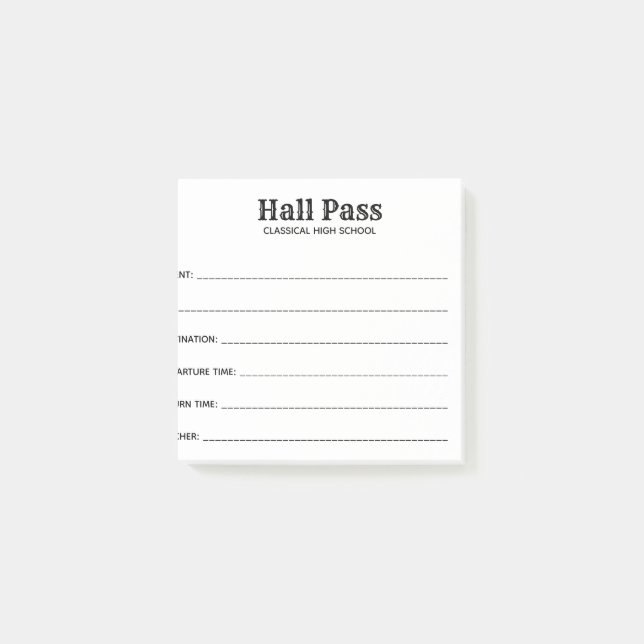 Bloco De Notas Pass Hall Simples (Frente)