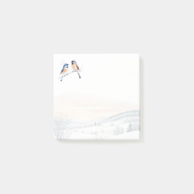 Bloco De Notas Pássaro Chickadee no Natal (Frente)