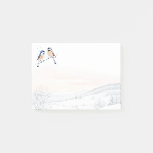 Bloco De Notas Pássaro Chickadee no Natal (Frente)