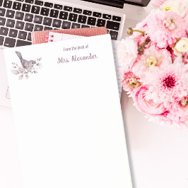 Bloco De Notas Pássaro Da Escrivaninha De Aquarela