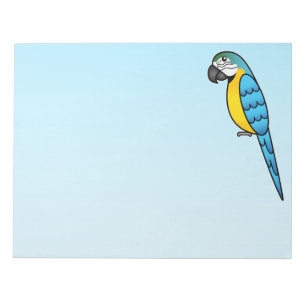 Bloco De Notas Pássaro De Papagaio-Pó Azul E Amarelo