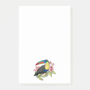 Bloco De Notas Pássaro de Toucan da aguarela com flores