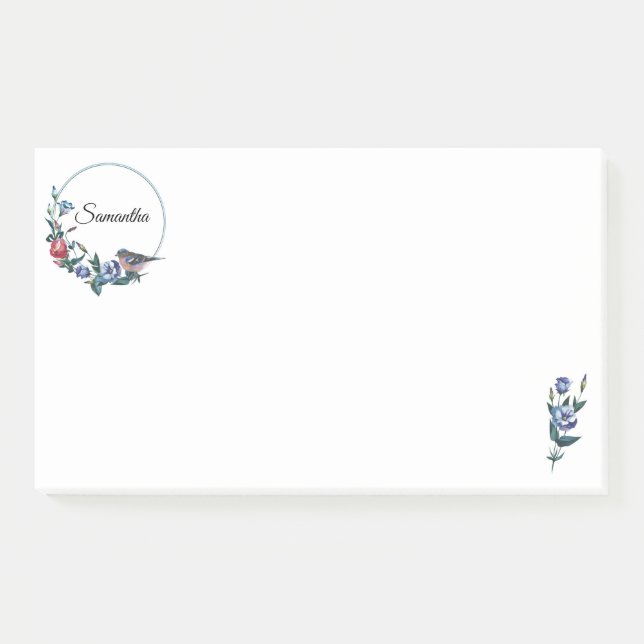 Bloco De Notas Pássaro Flor Personalizado (Frente)