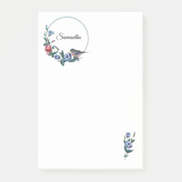 Bloco De Notas Pássaro Flor Personalizado