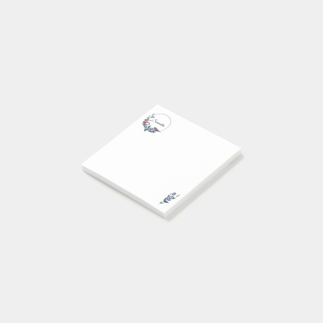Bloco De Notas Pássaro Flor Personalizado (Inclinado)