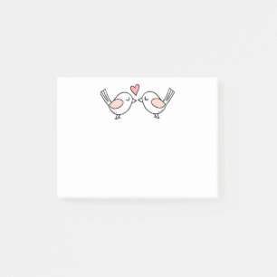 Bloco De Notas Pássaros de Amor Fofo Rosa e Branco Casal de passa