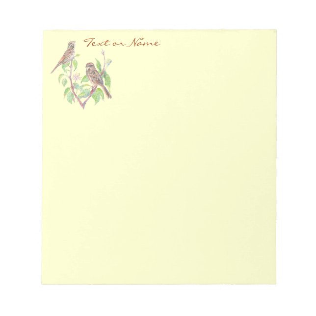 Bloco De Notas Pássaros Pequenos Pássaros Espargos Aquarela (Frente)