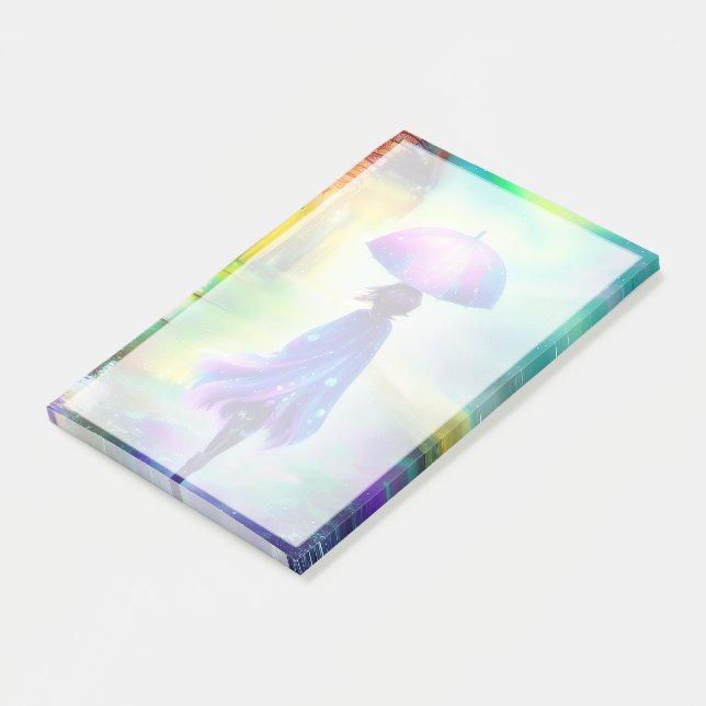 Bloco De Notas Passeio colorido na chuva (Inclinado)