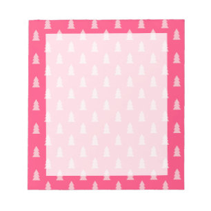 Bloco De Notas Pasta de árvores de Natal, branca, pastada e rosa