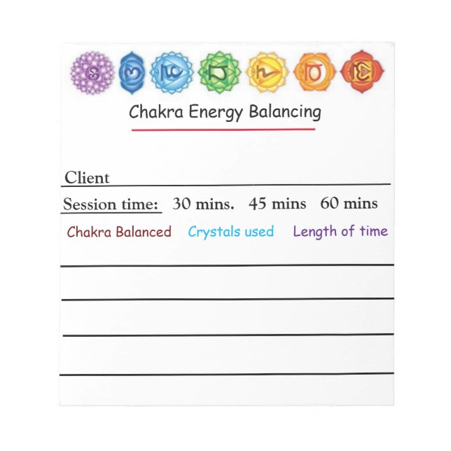 Bloco De Notas Pasta de equilíbrio Crystal Chakra (Frente)
