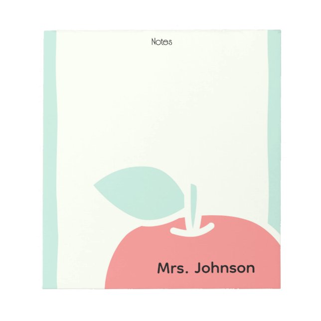 Bloco De Notas Pastel Apple Brush Frame Teacher Notepad (Frente)