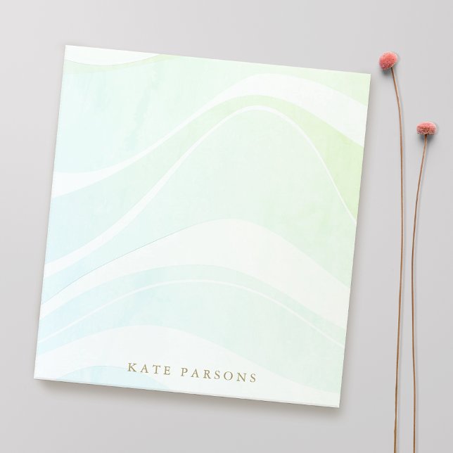 Bloco De Notas Pastel Aqua Tropical Retro Watercolor Ondas (Criador carregado)