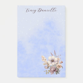 Bloco De Notas Pastel Blue Floral Bonito