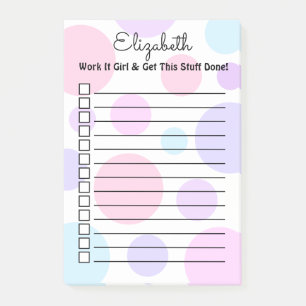 Bloco De Notas Pastel Bolinhas Monograma Feminino Personalizado