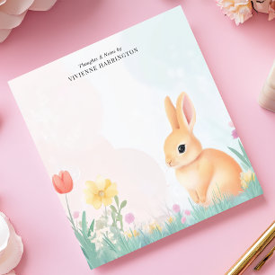 Bloco De Notas Pastel Bunny e Wildflower Personalizados