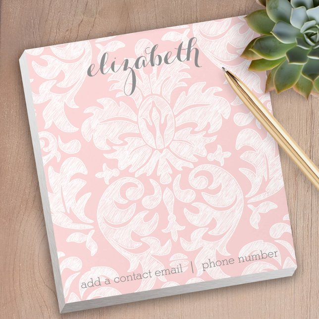 Bloco De Notas Pastel Coral e Suite de Cinzas para Mulheres (Personalized notepad)