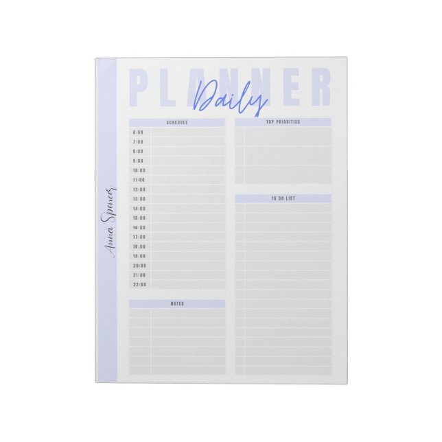 Bloco De Notas Pastel Daily Planner - Nome Personalizável (Invertido)