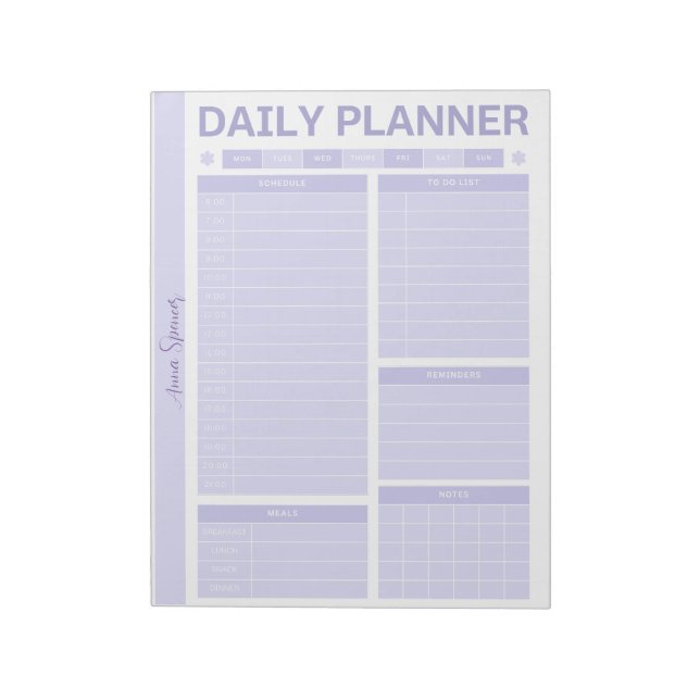 Bloco De Notas Pastel Daily Planner - Nome Personalizável (Invertido)
