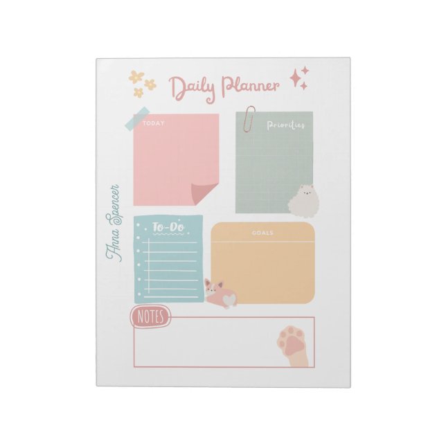 Bloco De Notas Pastel Daily Planner para Estudantes (Invertido)