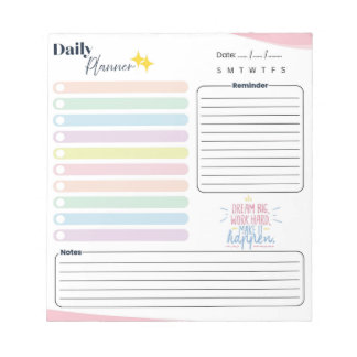 Bloco De Notas Pastel Daily Planner - To do list, reminder & note