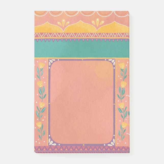 Bloco De Notas Pastel floral cor-de-rosa pincelado (Frente)