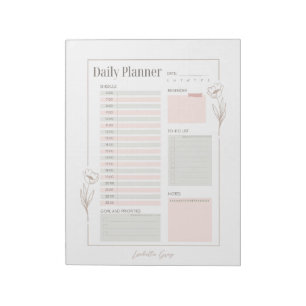 Bloco De Notas Pastel Floral Daily Planner