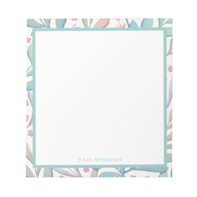Bloco De Notas Pastel Floral Na moda moderno Elegante (Frente)