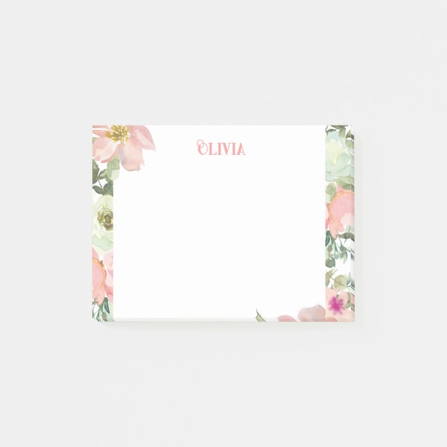 Bloco De Notas Pastel Floral Personalizado (Frente)