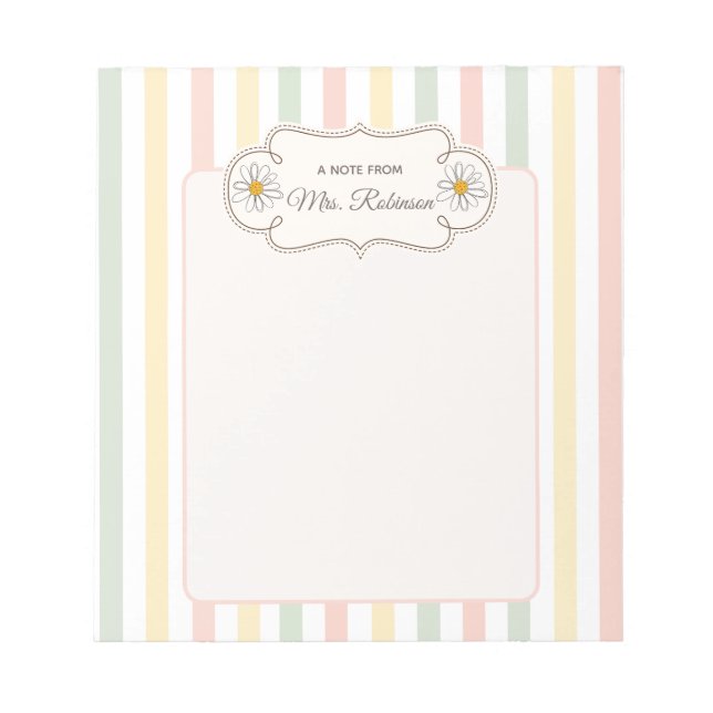 Bloco De Notas Pastel Floral Personalizado | Escrita de Nome Pers (Frente)