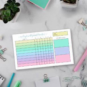 Bloco De Notas Pastel Gradient Green Weekly Tracker
