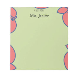 Bloco De Notas Pastel Green and Red Apple Notepad