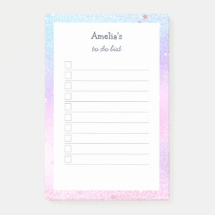 Bloco De Notas Pastel Holográfico Estrelas de Brilho Vinculadas à