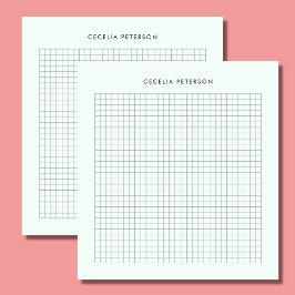 Bloco De Notas Pastel Mint e Padrões Quadrados Personalizados